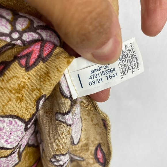 Aerie High Waisted Summer Floral Shorts Elastic Waist Flowy Butterfly Size Small - Picture 6 of 7